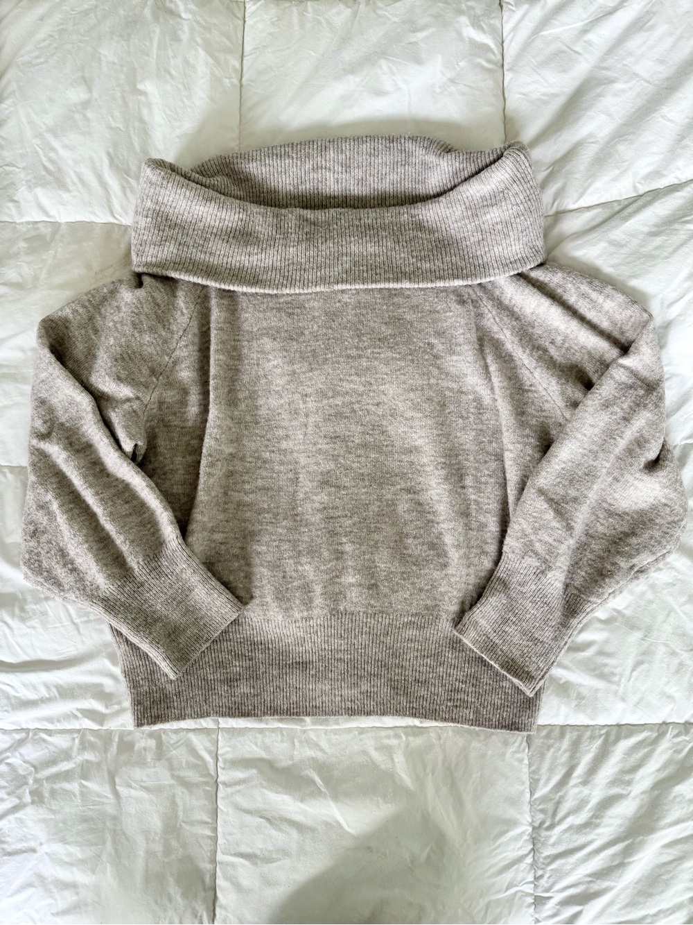 H&M Off-Shoulder Foldover Sweater - Taupe